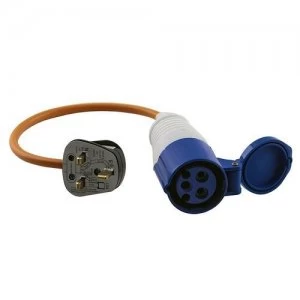 Image of Zexum 16A 230V Orange UK 3 Pin Plug to Female Hook Up Extension Cable Lead - 0.3m