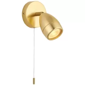 Image of Porto Bathroom Single Spotlight, Satin Brass Plate, Glass, IP44 - Endon