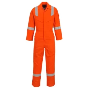Image of Biz Flame Mens Flame Resistant Super Lightweight Antistatic Coverall Orange Extra Small 32"