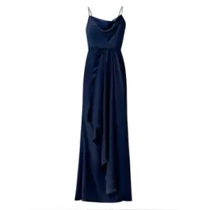 Image of Adrianna Papell Satin Crepe Cowl Neck Gown - Blue