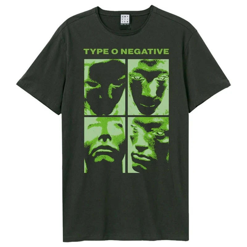 Image of Amplified Amplified Men Warped Faces Type O Negative T-Shirt in Charcoal Size: Small Charcoal S Male 5063470091621