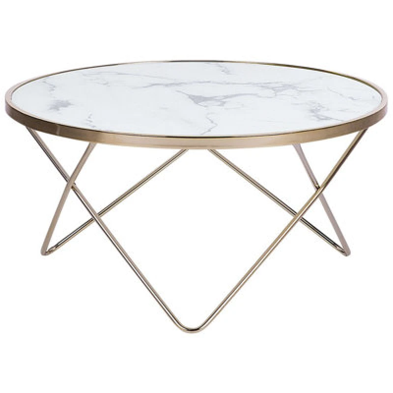 Image of Beliani Coffee Table Meridian Tempered Glass Marble/ Gold