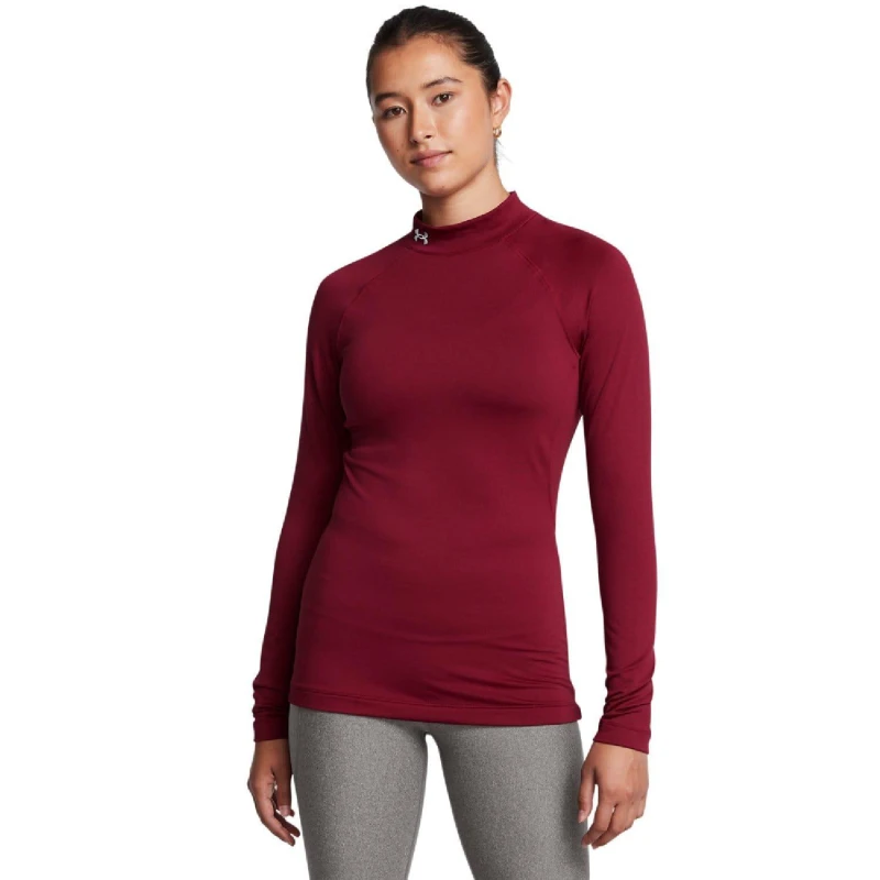 Image of Under Armour ColdGear Mock Neck Long Sleeve Top Red female 0-2