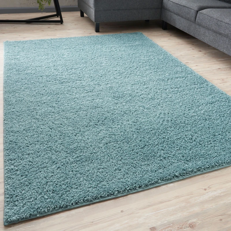 Image of The Rugs Modern Luxury Shaggy Rug Solid Duck Egg Blue 160X230 Cm, Blue 5060912230976