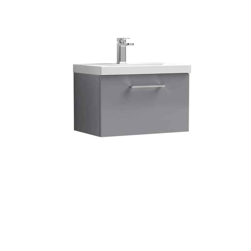Image of Balterley Bathroom 1 Soft Close Drawer Wall Hung Vanity Unit, Satin Grey, 600mm in Grey Grey Unisex