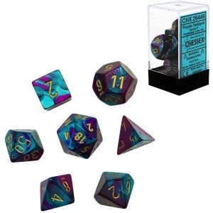 Image of Chessex Gemini Poly 7 Set: Purple-Teal/Gold