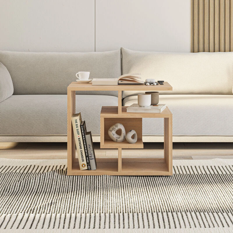 Image of DECORTIE Decortie - Labirent Modern Coffee Table Multipurpose h 45cm - Oak - Oak M.SH.11199.14