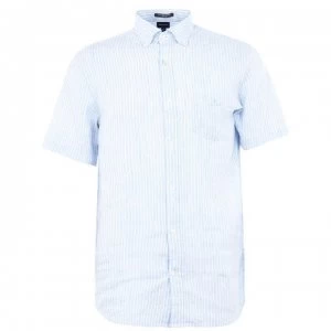 Image of Gant Linen Stripe Shirt - Pale Blue 468