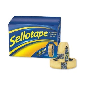 Image of Sellotape 18mm x 33m Non static Easy tear Small Golden Tape on a Roll Pack of 8