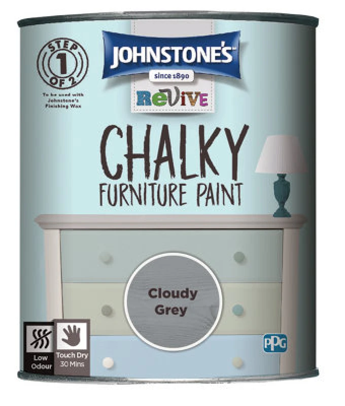 Image of Johnstone's Chalky Furniture Paint Cloudy Grey 750Ml