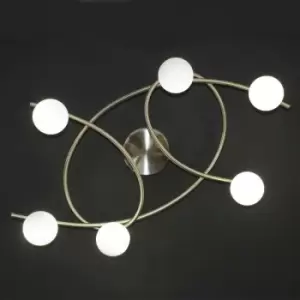 Image of Cristal Lotto 6-Light Flush Mount Satin Nickel Opal Shades