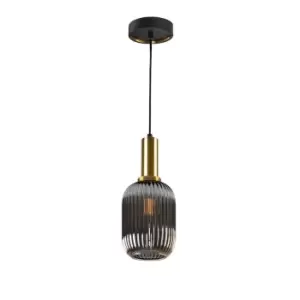 Image of Norma Globe Pendant Ceiling Light Black, Brass Glass, E27