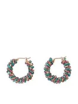 Image of Accessorize Mini Bead And Gem Hoop, Blue, Women