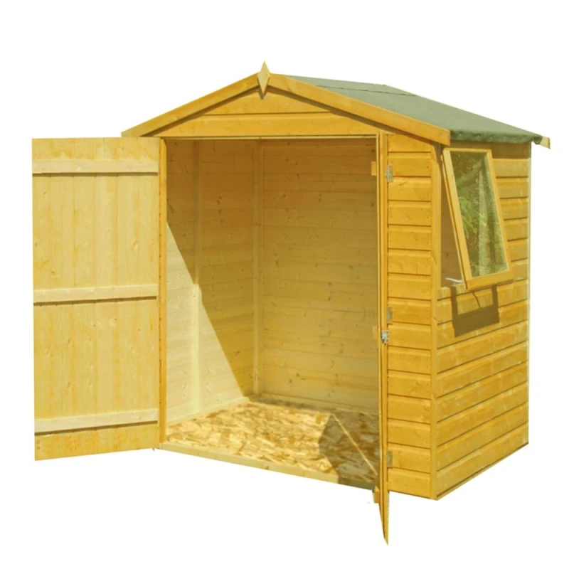 Image of Shires Bute Shiplap Apex Double Doors Tongue & Groove Garden Shed 4x6 ft in Light Brown Light Brown Unisex