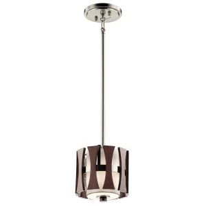Image of 1 Light Round Ceiling Mini Pendant Wood, E27