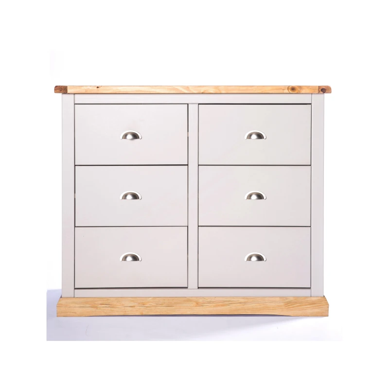 Image of Cabinet Bits Bomporto 6 Drawer Chest of Drawers Chrome Cup Handle in Light Grey Light Grey Unisex
