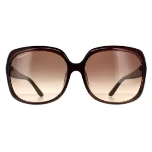 Image of Rectangle Brown Brown Gradient Sunglasses