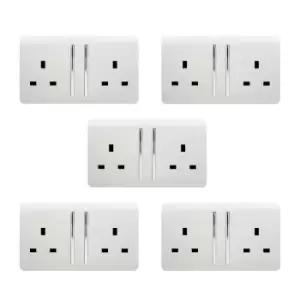 Image of Trendi 2G 13A Switched Socket, 5 Pack - White