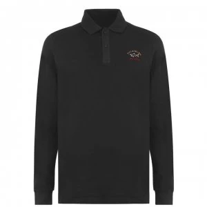 Image of Paul And Shark Crew Basic Long Sleeve Polo Shirt - Black 011