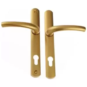 Image of Yale Superior Long Backplate Door Handle - Satin Gold