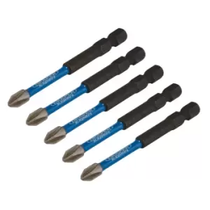 Image of Draper Expert 05676 5pc PH Type Impact Screwdriver Bits, No. 2 x 75mm, 1/4" Hex