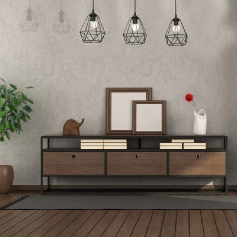 Image of Milagro Acero Hand Made Pendant Lamp Black Steel And Natural Wood Black unisex