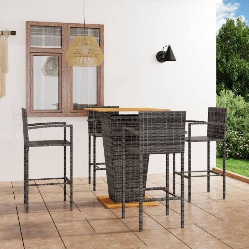 Image of VIDAXL 5 Piece Garden Bar Set Grey Vidaxl 8720286248065