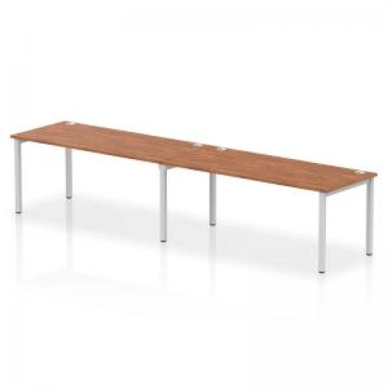 Image of Impulse Impulse Bench Single Row 2 Person 1800 Silver Frame Office Bench Desk Walnut IMBS218WNTS