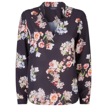 Image of James Lakeland Mandarin Collar Print Blouse - Black
