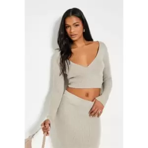 Image of I Saw It First Knitted Wrap Front Long Sleeve Top - Brown