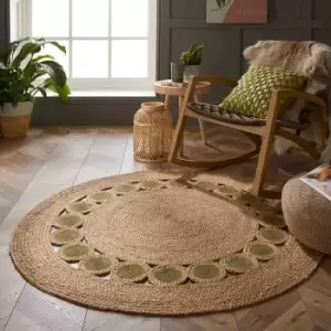 Image of Naturelle Prestwich 140D Olive Circle Hand Braided Rug