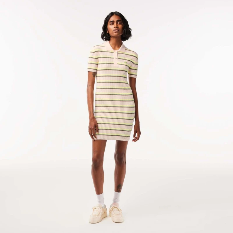 Image of Lacoste French Made Striped Polo Dress - Multi Multi 12