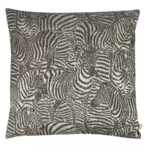 Image of Kai Hector Jacquard Zebra Cushion Cover (One Size) (Ebony)