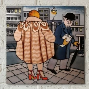Image of Tile 8x8 My Fur Coat By Beryl Cook Wall Art