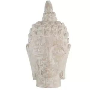 Image of Premier Housewares Wooden Buddha Head - White Wash