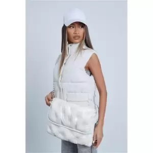 Image of I Saw It First Cream Padded Oversized Quilted Clutch Bag - White