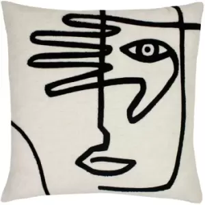 Image of Furn Face Cushion Cover (One Size) (White/Black) - White/Black