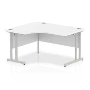 Image of Impulse 1400mm Left Crescent Desk White Top Silver Cantilever Leg I003