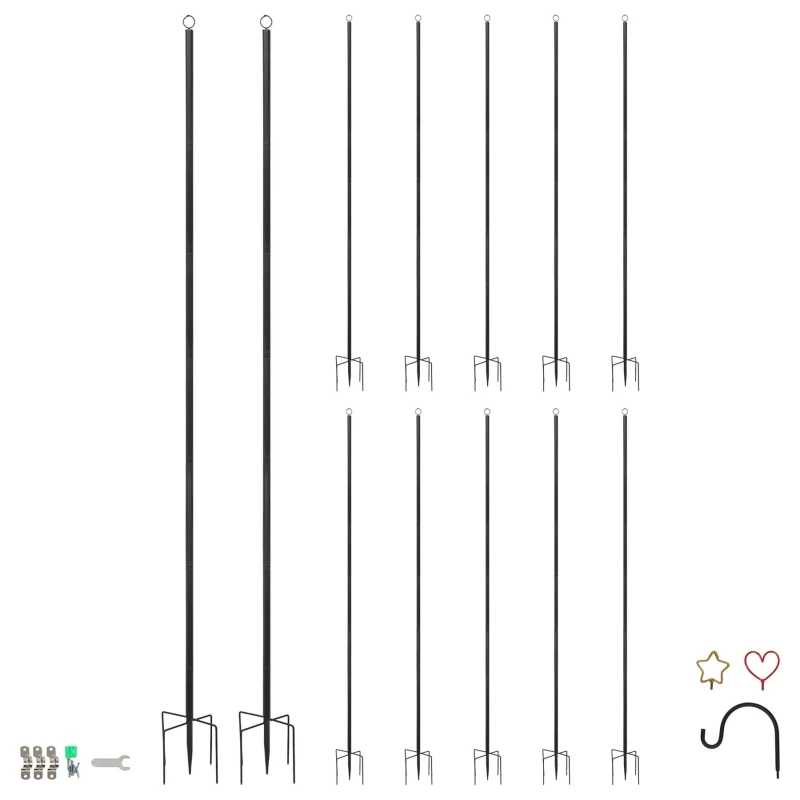 Image of Harbour Housewares Outdoor Iron Festoon Poles - 0.6-2.5M - Black - Pack of 12 Size: 12 Pack Black Unisex 12 Pack