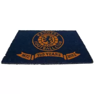 Image of Rangers FC Crest Door Mat (One Size) (Royal Blue/Orange)