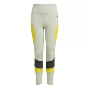 Image of adidas AEROREADY HIIT 7/8 Tights Kids - Linen Green / Impact Yellow /