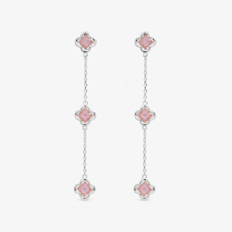Image of Inicio Sterling Silver Plated Clover Drop Earrings Silver female One Size