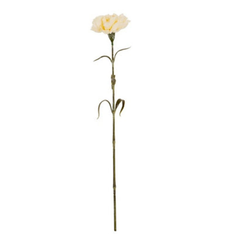 Image of Hill Interiors Cream Carnation Stem Artificial Flower - Plastic - L11 X W10 X H56cm - Cream