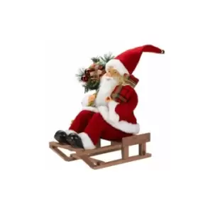 Image of Xmas decoration Traditional Santa Claus Father Christmas on Sleigh w Presents