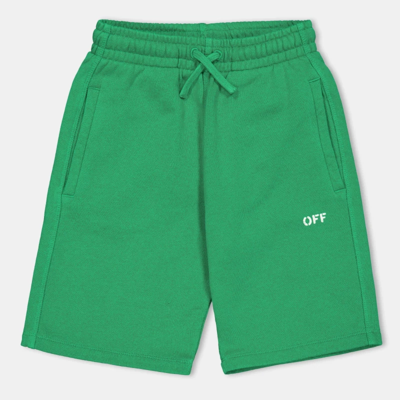 Image of Off White Kids Fleece Shorts Green/White male 8Y