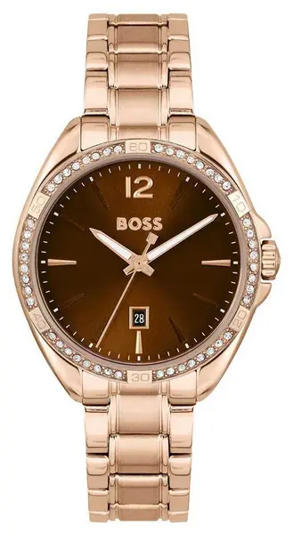 Image of BOSS 1502621 Womens Felina Brown Dial Rose Gold Watch