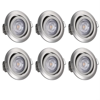 Image of 6 pieces Set LED Recessed Lights Dimmable Swivelling Spotlights Nickel (de) - Monzana