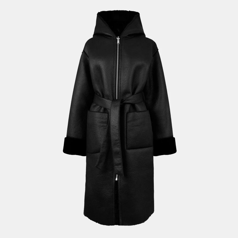 Image of Jack Wills Long Shearling Jacket - Black 6