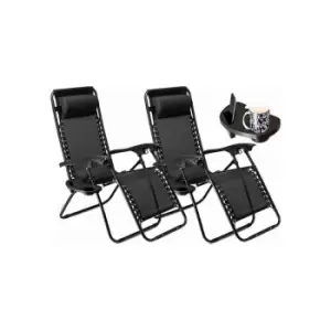Image of Neo Direct 2X Zero Gravity Reclining Portable Outdoor Sun Lounger - Black