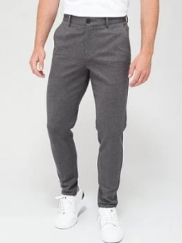 Image of Jack & Jones Check Skinny Fit Jersey Trousers - Dark Grey Check, Dark Grey Check, Size 32, Inside Leg Regular, Men